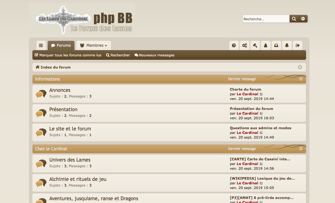 Cliquez pour afficher la page d’index du forum